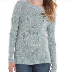 LC Lauren Conrad Soft Green Cozy Pullover Textured Knit Crewneck Sweater Medium